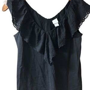 H&M Black Eyelet Ruffle Tank Top